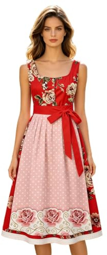 Vestido tradicional tirolés para mujer, falda tradicional tradicional tirolesa, elegante vestido tirolés con estampado floral, conjuntos completos, traje tradicional con delantal, blusa tirolesa