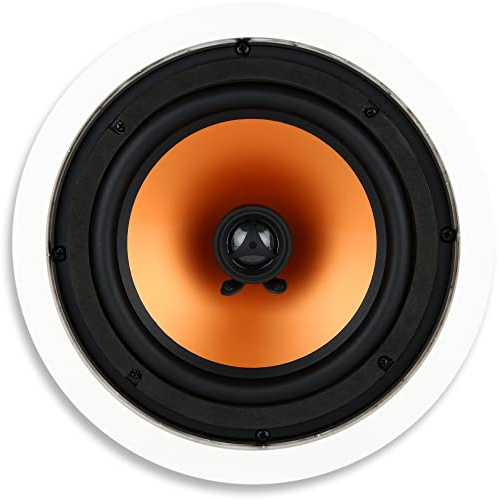 Micca M-8C 2-Way in-Ceiling Round Speaker, 9.4 Cutout Diameter, Whole House Audio, Home Theater, Indoor or Covered Outdoor, 8 Woofer, 1 Tweeter, White, Paintable, Each
