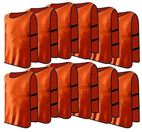 VGEBY 12er Set Fußball Sportwesten, Trainingswesten für Erwachsene für Fußball, Volleyball und Basketball (Farbe: orange)