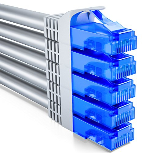 deleyCON 5 Pack 0.5m (1.64 ft.) CAT6 Ethernet Cable - U-UTP RJ45 Male-to-Male LAN Cable for Router, Switch, Modem, Laptop, Desktop, Tablet, Smartphone, Printer, Scanner - Grey