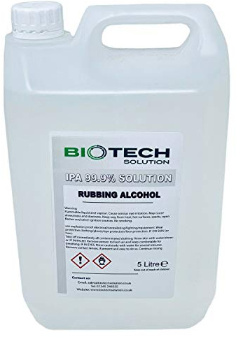 We Can Source It Ltd - BIOTECH Isopropyl Alcohol 99.9% - Industrial, Home Use Lab-Grade IPA Rubbing Alcohol - 5L Non-Conductive Cleaner for Cleaning Electronic Devices, Grime, Fingerprints - Pack of 1