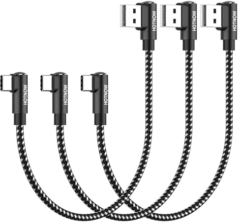Cable USB C Corto en ángulo recto 0.3 M,3 piezas, 30CM Cable USB C 90 grados,Cable USB a USB C de Carga Rapida Trenzado Para iPhone 16/16 Pro Max, Samsung Galaxy S25/S24/S23/S22,Power Bank.
