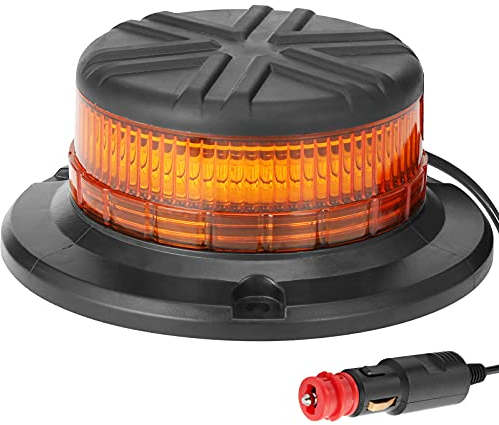 AGRISHOP 12V/24V LED Rundumleuchte Blitzleuchte Mit Magnetfuß,LED Rundumleuchte Gelb Warnleucht，45LEDs 20W Bernsteine Warnleuchte Auto Alarm Licht Mit Magnetfuß Zigarettenanzunderstecker ECE R10 R65