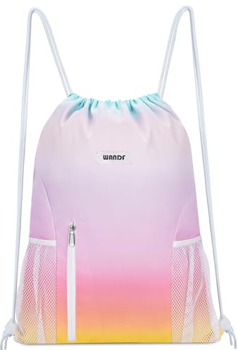 WANDF Kordelzug Rucksack String Bag Wasserabweisende Cinch Bag Nylon Schwimmtasche für Gym Shopping Sport Yoga (Regenbogen)