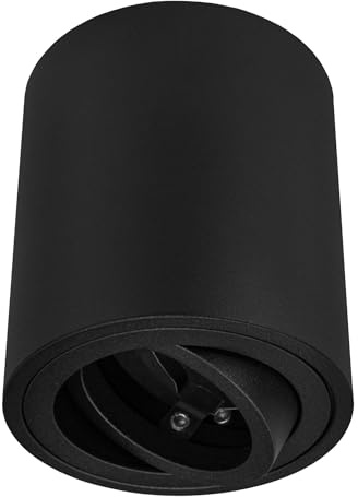 Ledvion - Faretto LED a montaggio superficiale, Rotondo, Dimmerabile, Nero ø80mm, IP20, Attacco GU10, Lampada da soffitto