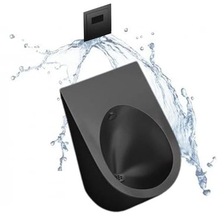 YQMHEZ Familien-Urinal aus Edelstahl 304, wandmontiertes Herren-Urinal, mit Sensor-Spülventil, kommerzielles Urinal für Erwachsene Männer, für Badezimmer, Hotels, Einkaufen(Nero)