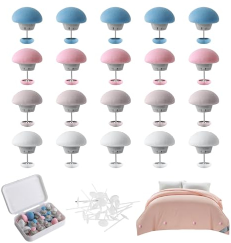 RAFIYU 20 Clips de Fijación para Edredón, Clip de Edredón, Clip Redondo de Seta con botón, Pinzas para Sujetar Edredones para Utiliza para Arreglar Sábanas, Cortinas, Ropa (Rosa, Azul, Gris, Blanco)