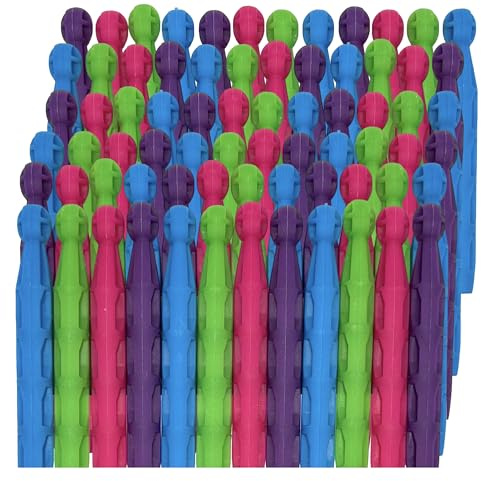 72pk Plastic Dolly Pegs For Washing Line | Strong Heavy Duty Laundry Pegs Clips Clothes | Extra Strong Grip, Weather-Resistant, Ideal for Drying Outdoors or Indoors (Plastic Dolly Peg, 72 Pack)