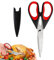Xiedeai Heavy Duty Kitchen Scissors Ultra Sharp Blades and Soft Grip Stainless Steel Kitchen Shear with Cover Multipurpose Food Scissors for Cutting Meat Chicken Vegetable Fish Herbs Red