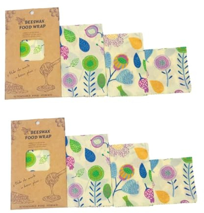 Healeved 6pièces Cire Abeille Tissus De Conservation Alimentaire Coton Bio Couleurs Assorties