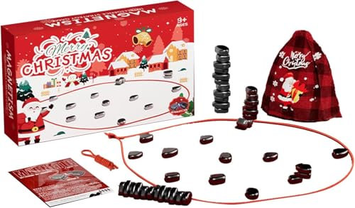 Magnetic Chess Game,Family Board Games Set for Kids and Adults,Strategy Table Top Magnet Game for Kids Puzzle Thinking Magnetic Chess Board for Christmas Birthday Gift (Christmas Rope)