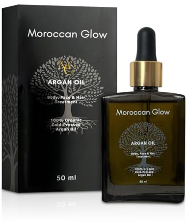 Moroccan Glow® Arganöl Haaröl Bio kaltgepresst – Haarpflege für trockene Haare & Locken – Hair Oil Serum gegen Spliss, Kopfhaut & Feuchtigkeit – Natürliches Öl für Haar & Haut