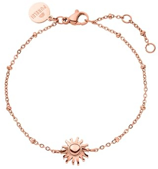 Purelei Elegantes Armband mit Sonnen-Anhänger – Edelstahl in Gold, Silber & Roségold, verstellbar - Frauenarmband - Bracelet (Rosegold)