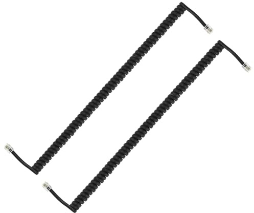 PATIKIL 2-pack telefonkabel för fast dator, 13,1 fot (upprullad 1,96 fot) RJ9/RJ10 4P4C universell telefonlurstråd för telefontillbehör, svart