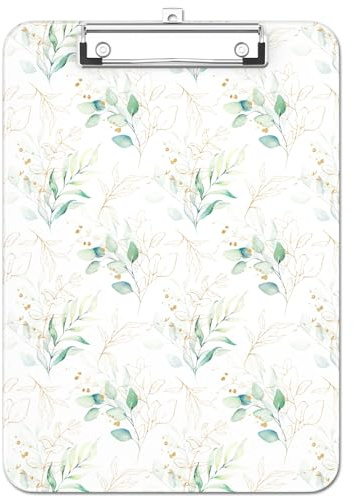 Luminzo Söt klämmbräda i plast, lågprofil metallklämma, A4-brevstorlek 22,9 x 31,8 cm, 8,5 x 11 pappersklämmbräda för lärare, sjuksköterskor, klassrum, grönt blad