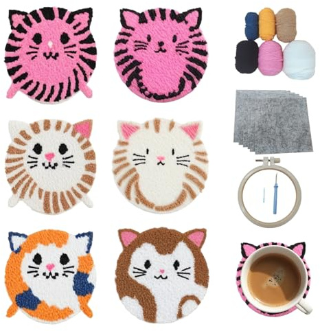 cukol cukol 6 Piezas Punch Needle Portavaso Kit para Principiantes Adultos