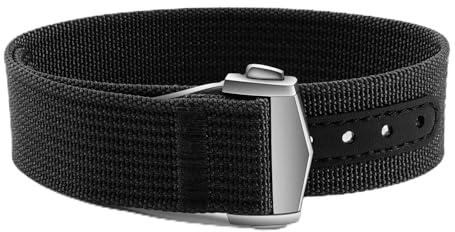 ULLCHRO Nylon Watch Strap 20mm 22mm Nylon Watch Band Replacement Single Pass Strap Breathable Military Watch Bands for Men Soft Elastic Watch Straps (20mm, Black)