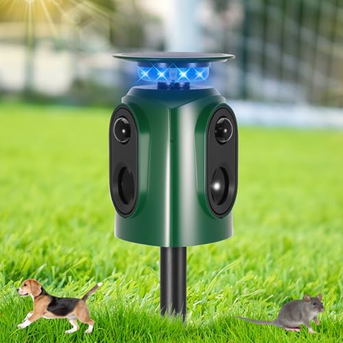 Répulsif pour Chats De Jardin, Appareil Ultrasonique Solaire avec Détection par Capteur Pir à 360°, Chargement USB, Étanche pour Chats, Oiseaux Et Pigeons