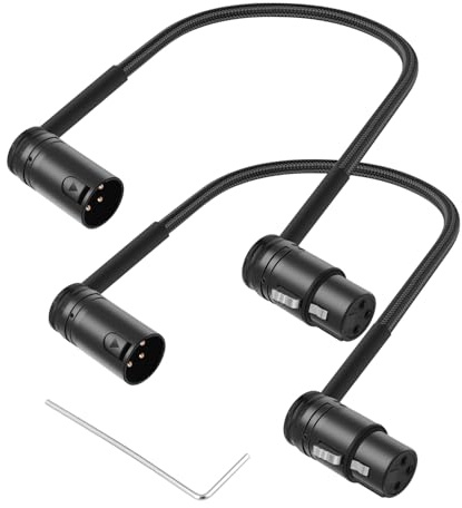 Kinweistex Right Angle XLR Adapter Cable,Adjustable 90 Degree XLR Male to Female Microphone Cable,Rotatable Mic Cord for Mixer Microphone 1FT(30cm) 2pcs