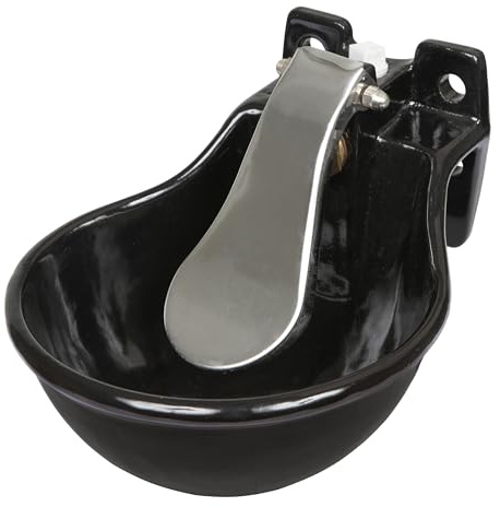 Kerbl Bebedero Mod. 221500, con lengüeta de Acero Inoxidable, Bebedero para Ganado, Montaje en Pared y Tubo, 20,5×25,5×17 cm, 1,45l, 3,7kg, 5 l/min a 3 Bares, fundición Gris, vacunos, Caballos
