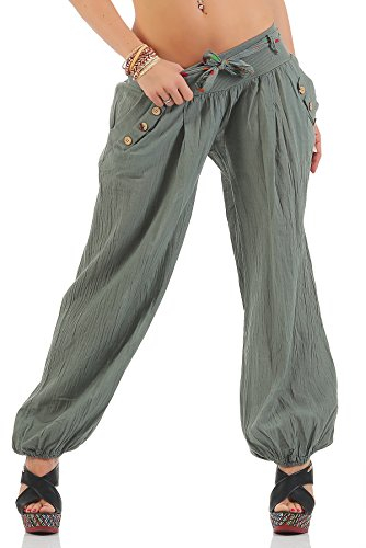 ZARMEXX Fashion Moda Italy Haremshose mit Gürtel Pluderhose Uni-Farben Aladinhose Sommer Yoga One-Size