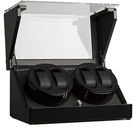 KLARSTEIN CA2PM - Remontoir, Tourne-Montre, Boîtier à Montre, Capacité: 4 Montres automatiques, 4 Modes de Mouvement préprogrammés, Droite-Gauche, Silencieux, vitrine, Noir