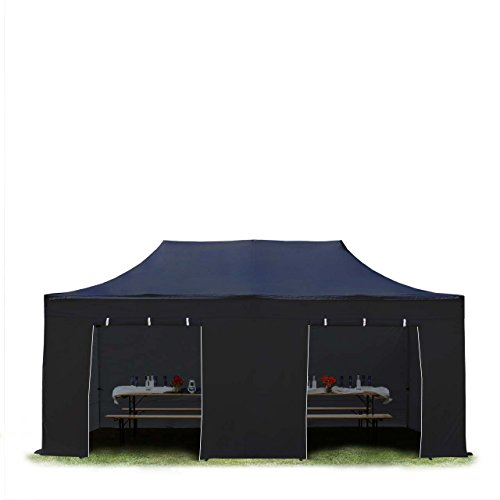 TOOLPORT Faltzelt Faltpavillon Pavillon 3x6m - mit 4 Seitenteilen (ohne Fenster) Premium Dach Partyzelt schwarz