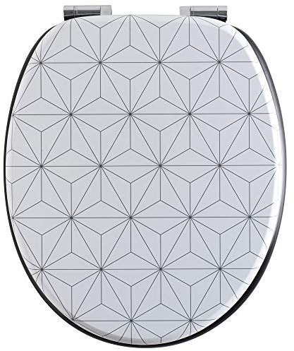 Wirquin 20723910 Abattant WC en fibre de bois Woody Origami, blanc et noir