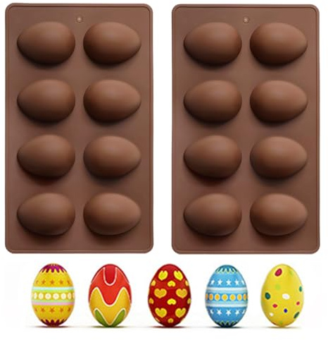 EchoDone Egg Shape Soap Mold Non Stick Silicone Half Egg Mold for Soap Making, Truffles Chocolate, Candy, Jelly, Desserts, Ice Tray Backing Set Cake Mould 2 Packs