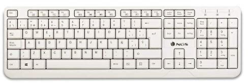 NGS SPIKE Tastiera con Cavo Collegamento USB et 12 Tasti Multimediali, Tastiera a Membrana Colore Bianco (QWERTY Spagnolo)