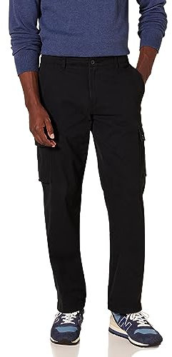 Amazon Essentials Herren Gerade geschnittene Stretch-Cargohose (erhältlich in Big & Tall), Schwarz, 34W / 32L