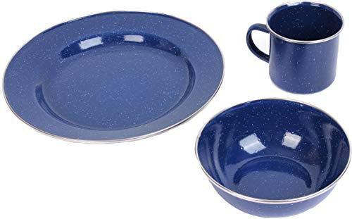 Epic Militaria Durable Enamel Camping Dinner Set (Blue, 1 Set)