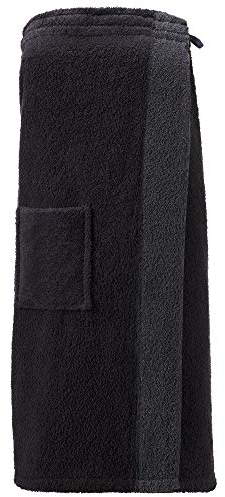 CelinaTex Funlike Kilt lang L/XL schwarz anthrazit Baumwolle Saunakilt Frottee Sarong Saunatuch Saunasarong