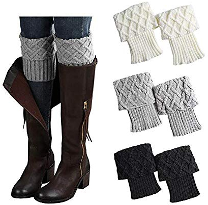 VUCDXOP 3 Paar Damen Mädchen Beinwärmer Stulpen Legwarmers Strick-Stulpe Legwarmer Grobstrickstulpen Gestrickt Verdicken Kurz Beinstulpen, Einheitsgröße