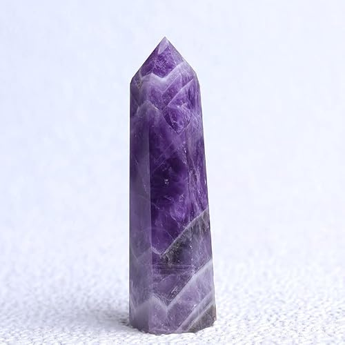 1 pezzo di ametista naturale a punta di quarzo roccia minerale esemplare esagonale prisma ornamento bacchetta magica pietra preziosa torre di cristallo, ametista, 60-70 mm