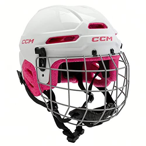 Hockey Multi Sport Helmet Combo with Face Mask Cage (White/Pink)