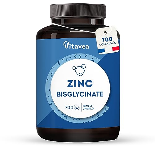 Zinc Bisglycinate | 46 mg dont 15 mg de Zinc Pur | 1 an | Assimilation optimale | Soutient l’Immunité et lutte contre l’acné | Fabriqué en France | Vitavea