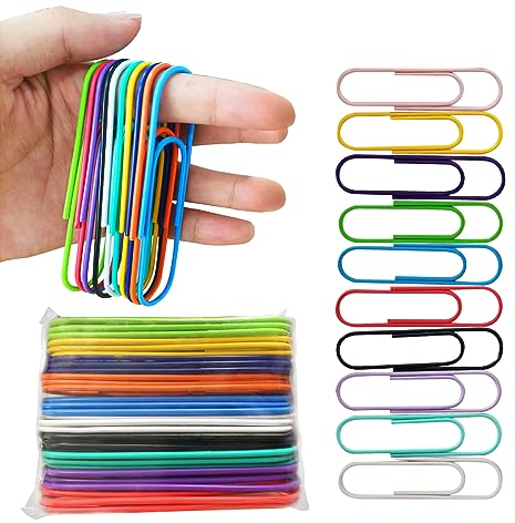Bunt Büroklammern Groß, 30 Stück Helle Vinylbeschichtete Jumbo Büroklammer für Papiere Schule Bürobedarf 10 cm