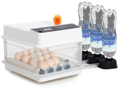 Todeco Brutautomat Vollautomatisch für 15 Eier, Automatisches Eierwenden, Temperaturkontrolle, Automatischer Wasserzugabe, Brutmaschine für geflügeleier mit LED Beleuchtung und Doppelte Kraft