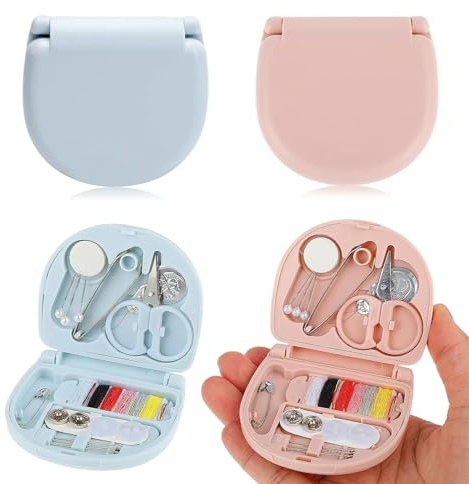 2 Set Nähset Grundausstattung Klein, Mini Reisenähset mit Nähzubehör set, Praktisches Nähzeug enthält Nähgarn, Nadeln, Schere, Knöpfe, für Reisen, Wohnheime und den Hausgebrauch