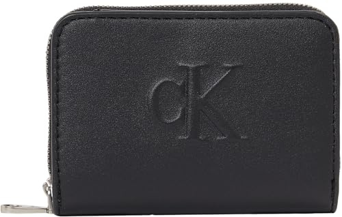 Calvin Klein Portefeuille Femme Sculpted Flap Zip Around Petit, Noir (Black), Taille Unique