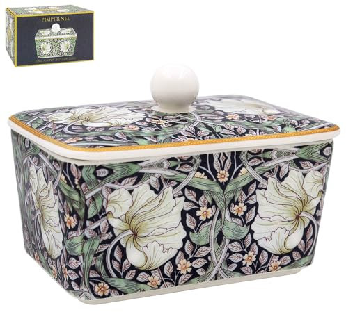 The Leonardo Collection William Morris Pimpernel Butter Dishes for Kitchen & Home | Dishwasher Safe Butter Dish with Lid for Keep Butter Fresh | Durable BPA-Free Butterdish for Butter Storage