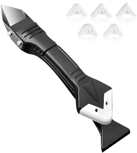 Silicone Remover Tool Kit - 3-in-1 Caulking Finishing, Grout Scraper, and Smoothing Tools - Includes 4 Replaceable Silicone Pads for Kitchen, Bathroom and Floor Sealing