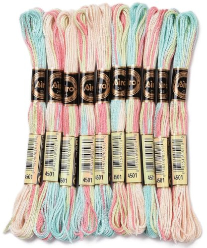 CABODYALS 10 Skeins 80M Embroidery s Bulk Variegated Thread 6 Strands Colorful Friendship Bracelet String Polyester Cross Stitch Yarn Thread for Sewing Bracelet Making Cross Stitch Crafts