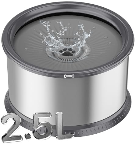 Twinsing 2.5L/0.6Gal Dog Water Bowl, No Spill Stainless Steel Slow Water Bowl for Medium Large Dogs, Large Capacity Splash Proof Dog Slow Water Feeder with Anti-Slip Mat for Mess Drinkers