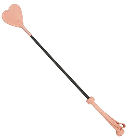 Handwoven Pink Heart-Shaped Genuine Leather Riding Crop | 52cm Flexible Black Shaft | Precision-Stitched Equestrian Whip | Premium Collectible Riding Gear (Pink)