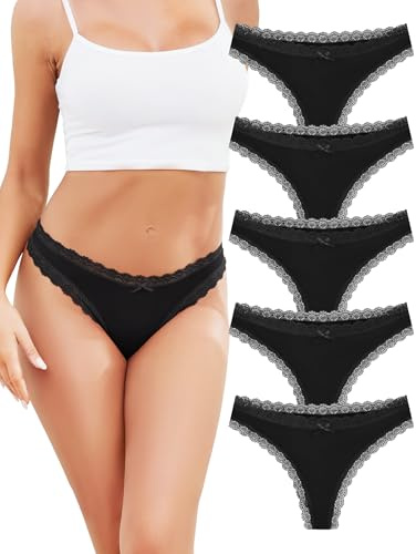 Voenxe Trosor Dam UnderkläDer,Spets Stringtrosor UnderkläDer Flerpack | 5 Pack Women Seamless Thong Underwear,Brazilian Stringtrosa Kvinnor,SöMlöSa Tanga Damtrosor,Soft Lace Panties Multipack