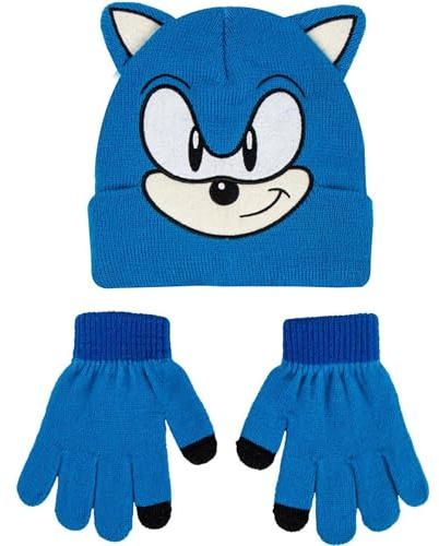 CERDÁ LIFE'S LITTLE MOMENTS Sonic mjuk mössa och handskar set med officiell licens barn termokläder set 2 delar, standard unisex barn