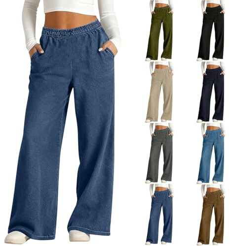 Kswlwccpp Jeans Donna Vita Alta Larghi Curvy Elasticizzati Pantaloni Jean Estivo Leggeri Baggy Abbigliamento Sport Pantalone in Denim