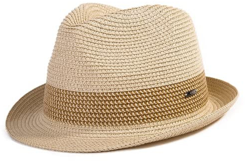 Comhats Herren Strohhut Trilby für Sommer, Sonnenschutz - Faltbarer Panama Hut, Fedora für Strand, Festival - Rollbar & Stilvoll Beige M